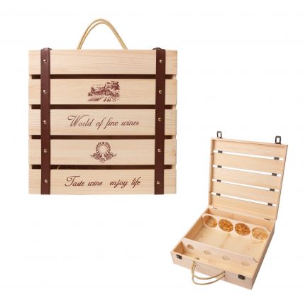 Four Bottle Wooden Wine Box